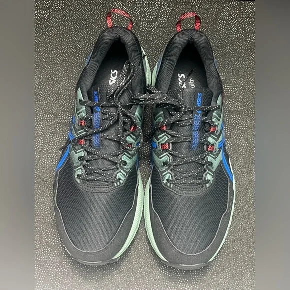 EUC - ASICS Men's Gel-Venture 9 Running Shoes Black/Tuna Blue Size:11.5 Ex-Wide - Picture 2 of 16